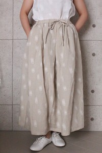 【2020年春夏定番】日本製 リネン渦巻柄刺繍Aラインスカート№617345
