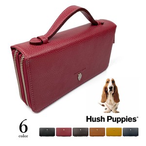 全6色 Hush Puppies ハッシュパピー リアルレザー ダブル ラウンドファスナー 長財布 本革 犬(hp1081)
