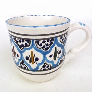 スラマ陶器 手描きマグカップ ターコイズ