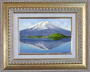額付油絵　　小川健三　　SMサイズ　画題は「川口湖畔より富士を望む」