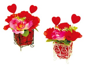 【日本製】ローズハートバレンタインキューブカール2色セット【店舗装飾】