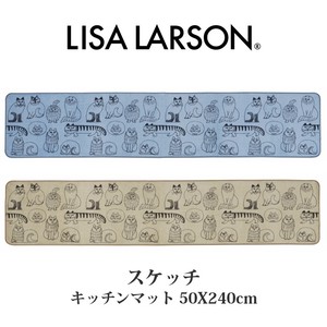 LISALARSON リサ・ラーソン 北欧 新生活インテリア 日本製 スケッチ 猫 ねこ キッチンマット
