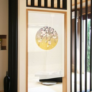 【受注生産のれん】85x150cm「円窓 桜」【日本製】和柄 和風 コスモ 目隠し
