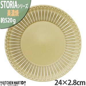 ストーリア リストーン 24×2.8cm 丸皿 プレート ウィートイエロー 約520g