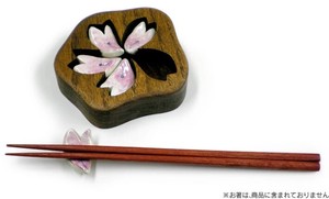 箸置き 陶器 5個セット （桜／陶器+木製ケース）