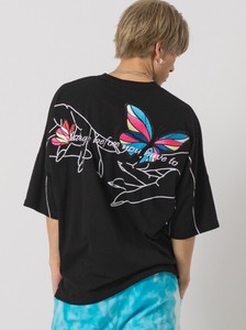 バタフライハンド刺繍　ドルマンTシャツ/ユニセックス　アーチロゴ
