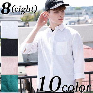 Button Shirt Oversized Cotton Linen Men's 7/10 length