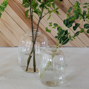 （高さ18cm・21cm）リューズガラス ブロードライン フラワーベース ジェルム／リサイクルガラス 花瓶