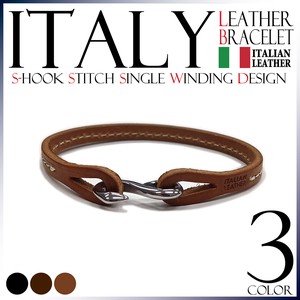 Leather Bracelet Stainless Steel Stitch Genuine Leather Men's