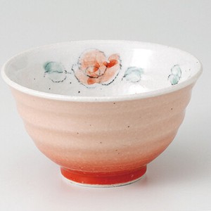 Mino ware Rice Bowl Red Roses Made in Japan