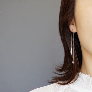 Pierced Earrings Gold Post Pearls/Moon Stone earring 2-way