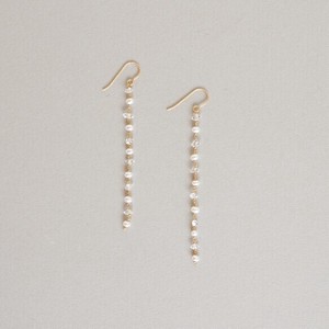 〔14kgf〕mixラインピアス　(pearl　herkimer diamond pierced earrings)