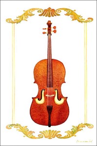 ポストカード 山田和明 「さえずり」 ミュージック バイオリン 水彩画