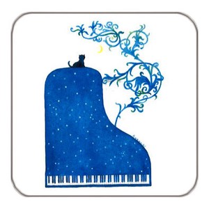 コースター 山田和明 「夜の樹」 水彩画 ピアノ