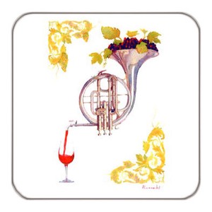 コースター 山田和明 「ワインのための協奏曲」 水彩画 ホルン