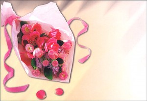 絵封筒 (同柄5枚セット) 156×108mm レター バレンタイン 花束 フラワー