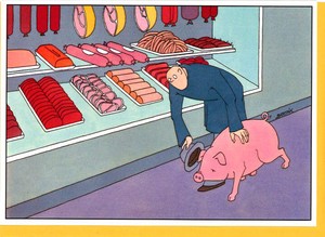 グリーティングカード 多目的 バルタック「ブタさんへの気遣い」動物 豚 イラスト
