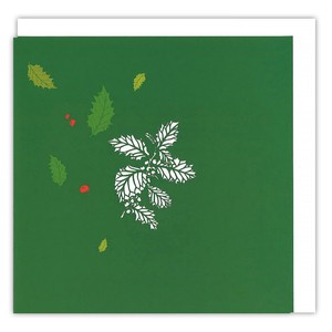 グリーティングカード 多目的 「フランスの木の葉/緑」 カットアウト アート