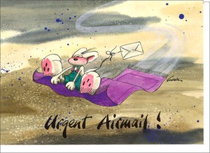 グリーティングカード 多目的 デペッシュマウス「特急エアメール！」 ネズミ イラスト