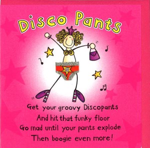 グリーティングカード 多目的 立体パンツ「Disco Pants」 ドレス イラスト