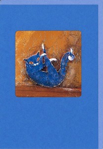 グリーティングカード 風水 ウィンドウシリーズ「はしゃぐ猫」 窓付き イラスト