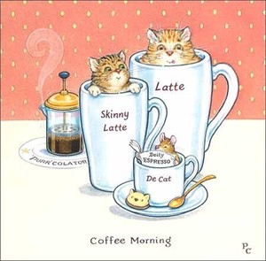 グリーティングカード 多目的 ピーター・クロス 「コーヒーカップに入った猫とねずみ」