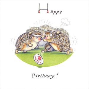 グリーティングカード 誕生日/バースデーピーター・クロス 「ラグビーをするハリネズミたち」