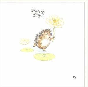 グリーティングカード 多目的 ピーター・クロス「花を持ったハリネズミ」母の日
