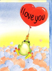 Greeting Card Frog Love Balloon