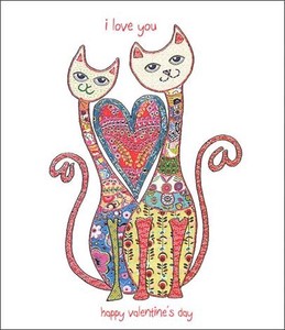 グリーティングカード バレンタイン「猫とハート」