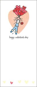 グリーティングカード バレンタイン「花をくわえた男の子とハートの風船」