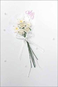 グリーティングカード 多目的 「白い花束と蝶」 バレンタイン 母の日