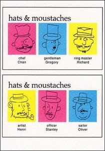 ポストカード イラスト Mデザイン「帽子と口ひげ」