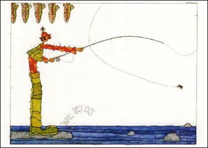 ポストカード イラスト マイケル・フェルナー「釣り」