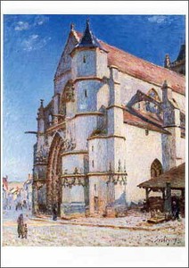 ポストカード アート シスレー「朝日に輝くモレの教会」