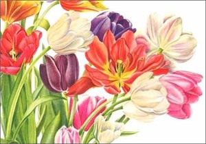 ポストカード アート サックス「チューリップの花束」