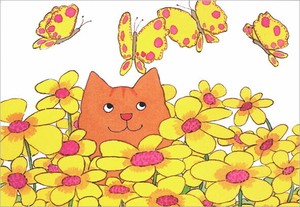 ポストカード イラスト ディッキー・ディックシリーズ「お花畑のディッキー」