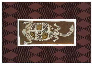 ポストカード アート オセアニアンアート「長い首の亀」