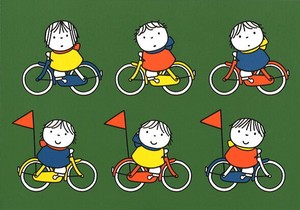 ポストカード イラスト/絵本 ミッフィー/ディック・ブルーナ「自転車に乗った子どもたち」