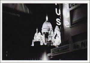 ポストカード モノクロ写真「夜のサクレ・クール寺院」