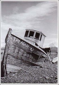 ポストカード モノクロ写真「船、もう一度」