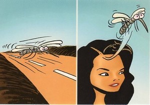 ポストカード イラスト フィンランドの蚊シリーズ「滑走路だぁー」