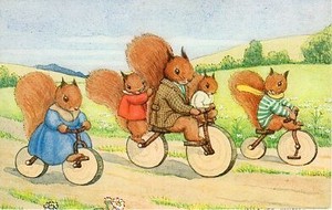ポストカード イラスト マーガレット・テンペスト「自転車に乗って」