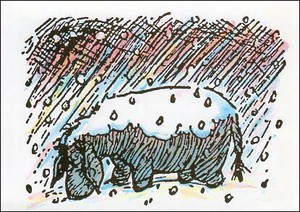 ポストカード イラスト くまのプーさん「雪の中のイーヨー」