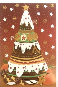 グリーティングカード クリスマス「クリスマスツリーのケーキ」メッセージカード