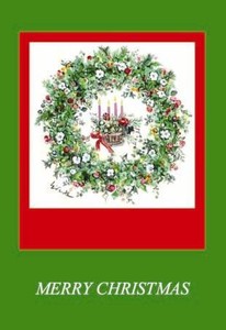 グリーティングカード クリスマス「クリスマスリース」メッセージカード無地の用紙1枚