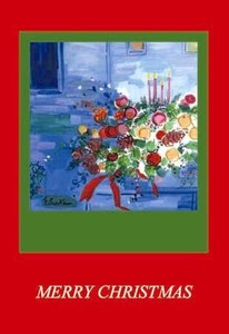 グリーティングカード クリスマス「キャンドルと花」メッセージカード無地の用紙1枚