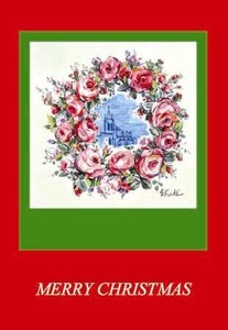 グリーティングカード クリスマス「クリスマスリース」メッセージカード無地の用紙1枚