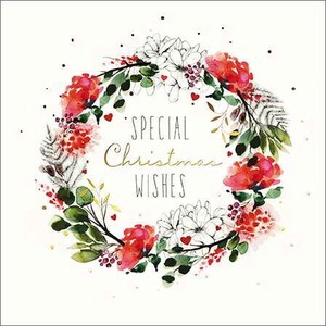 Greeting Card Wreath Flower Christmas Message Card