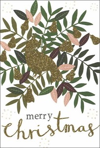 ミニグリーティングカード クリスマス「merry christmas」メッセージカード小鳥